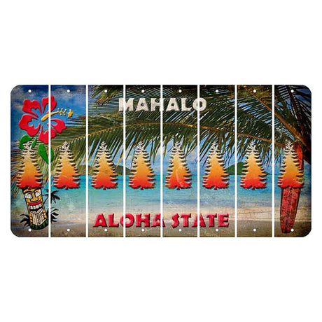Hawaii Beach Scene Cut License Plate Strips (Set of 8) Pine Tree