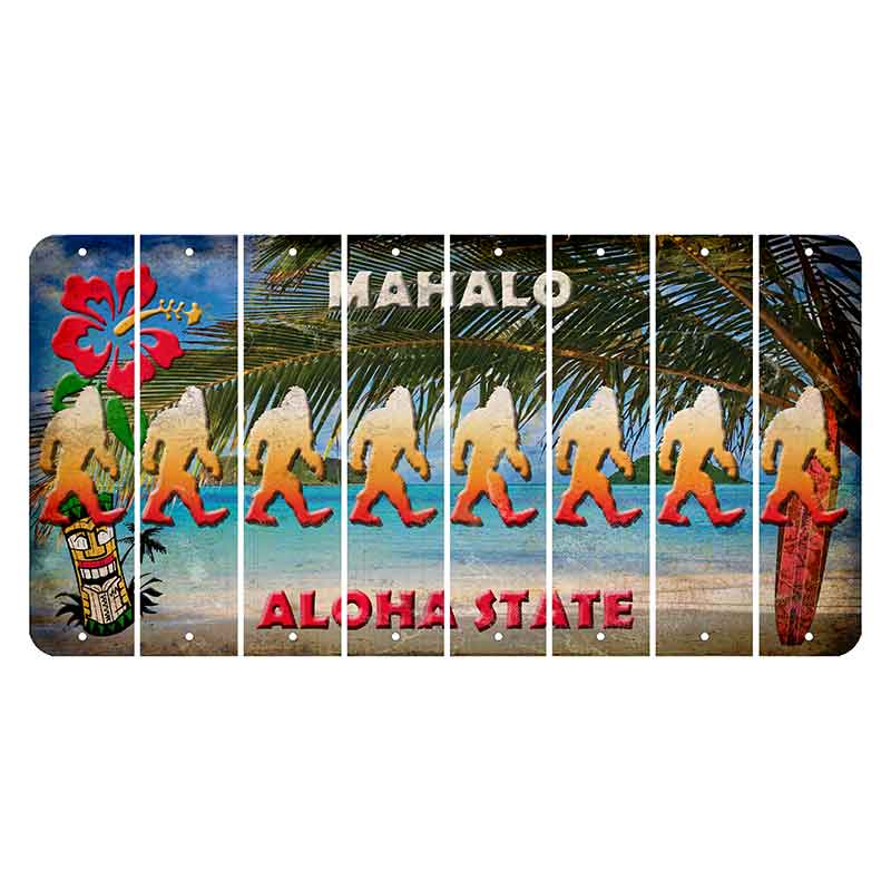 Hawaii Beach Scene Cut License Plate Strips (Set of 8) Bigfoot
