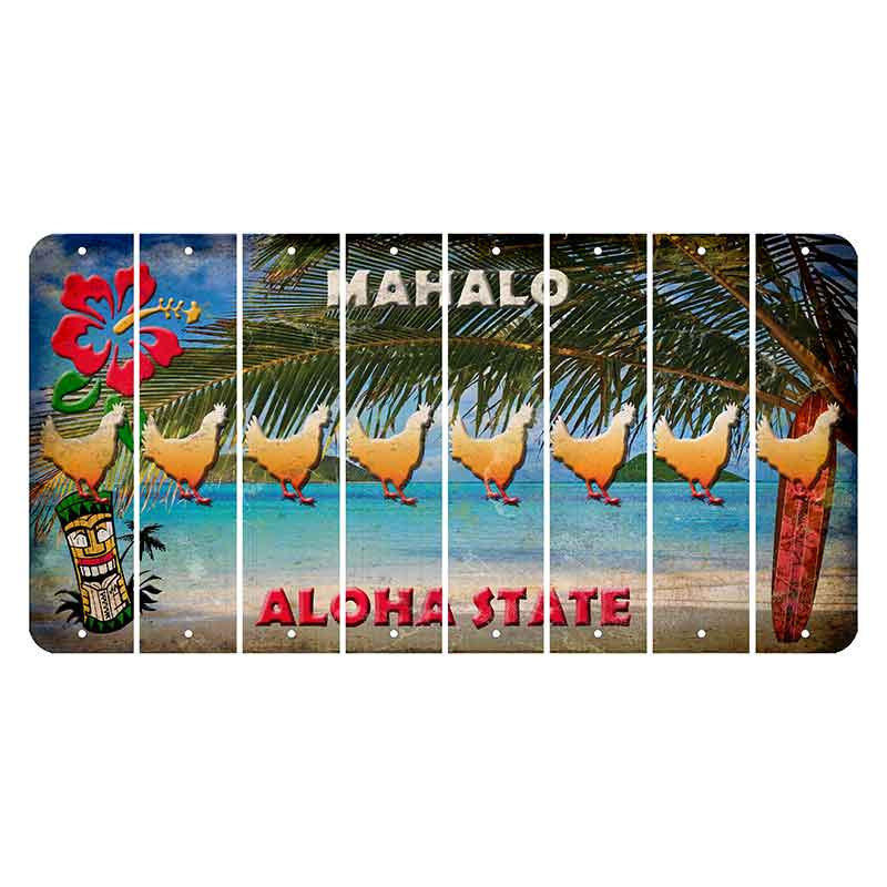 Hawaii Beach Scene Cut License Plate Strips (Set of 8) Chicken