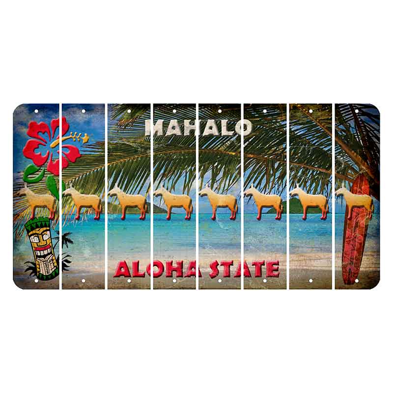 Hawaii Beach Scene Cut License Plate Strips (Set of 8) Donkey