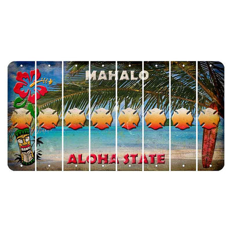 Hawaii Beach Scene Cut License Plate Strips (Set of 8) Fire Badge