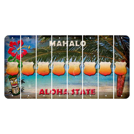 Hawaii Beach Scene Cut License Plate Strips (Set of 8) Police Badge
