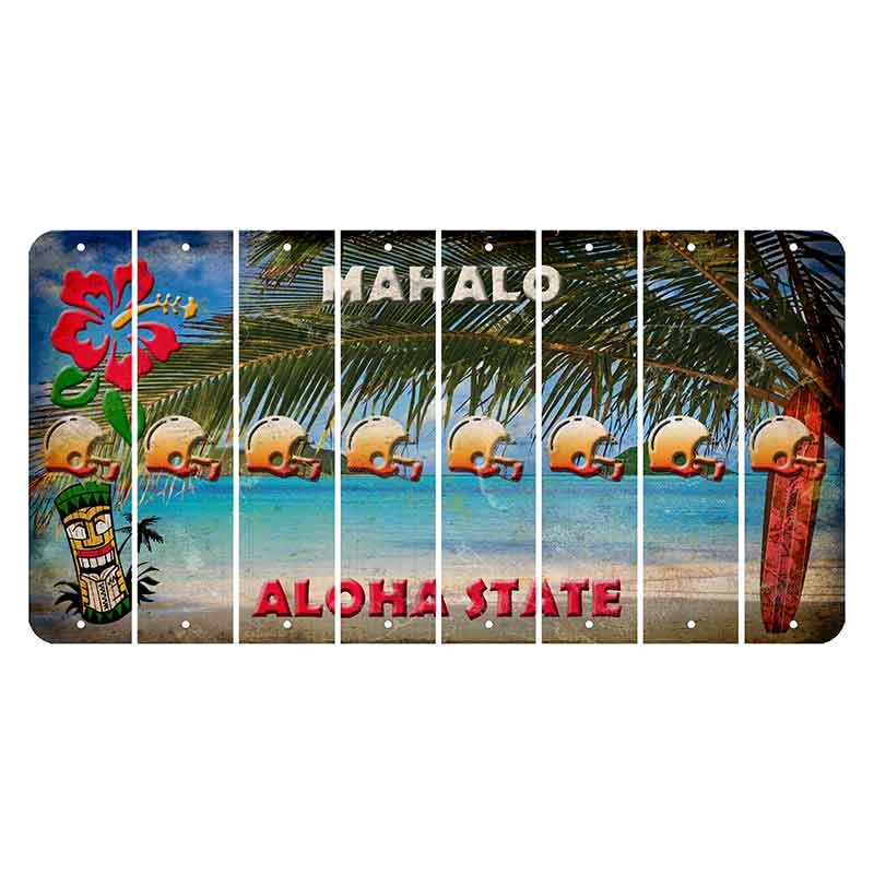 Hawaii Beach Scene Cut License Plate Strips (Set of 8) Football Helmet