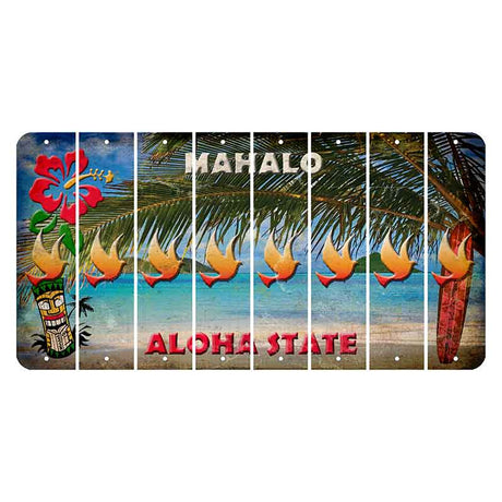 Hawaii Beach Scene Cut License Plate Strips (Set of 8) Dove