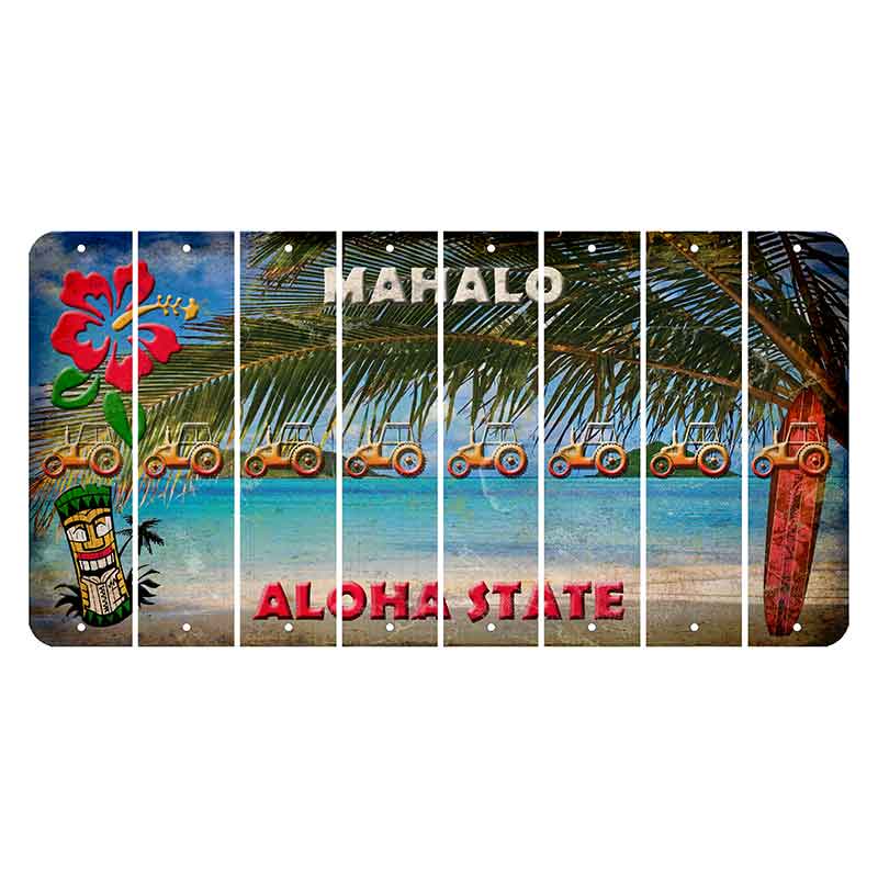 Hawaii Beach Scene Cut License Plate Strips (Set of 8) Tractor