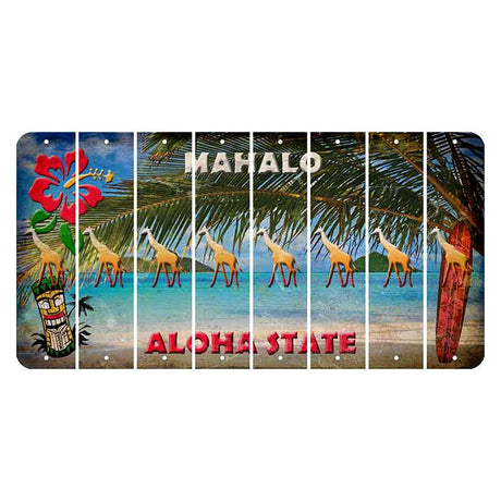 Hawaii Beach Scene Cut License Plate Strips (Set of 8) Giraffe