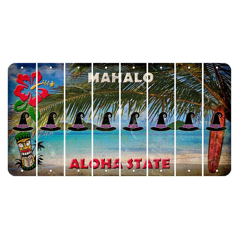 Hawaii Beach Scene Cut License Plate Strips (Set of 8) Witches Hat