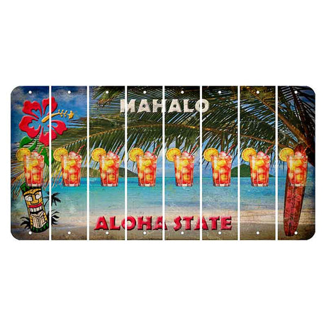 Hawaii Beach Scene Cut License Plate Strips (Set of 8) Cocktail