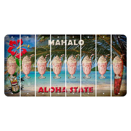 Hawaii Beach Scene Cut License Plate Strips (Set of 8) Milkshake