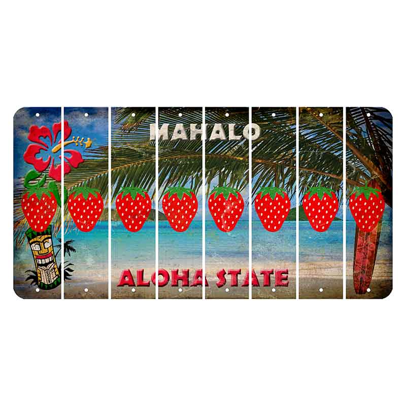 Hawaii Beach Scene Cut License Plate Strips (Set of 8) Strawberry