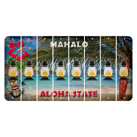 Hawaii Beach Scene Cut License Plate Strips (Set of 8) Lantern