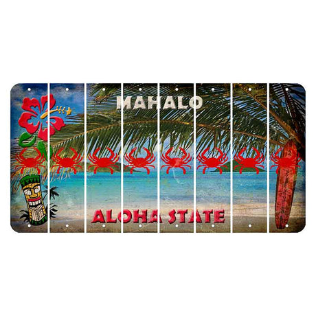 Hawaii Beach Scene Cut License Plate Strips (Set of 8) Crab