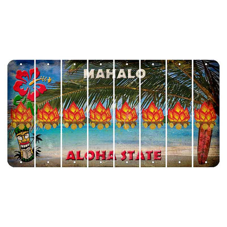 Hawaii Beach Scene Cut License Plate Strips (Set of 8) Campfire
