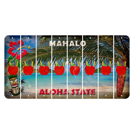Hawaii Beach Scene Cut License Plate Strips (Set of 8) Teacher Apple