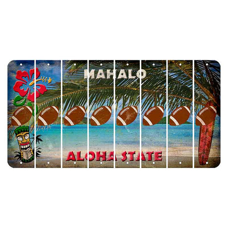 Hawaii Beach Scene Cut License Plate Strips (Set of 8) Football