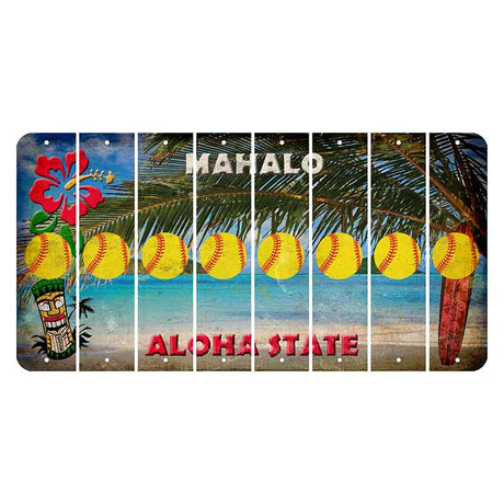 Hawaii Beach Scene Cut License Plate Strips (Set of 8) Softball