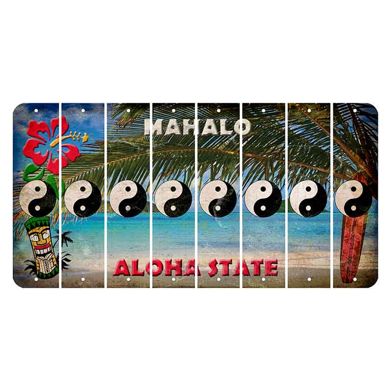 Hawaii Beach Scene Cut License Plate Strips (Set of 8) Yin Yang