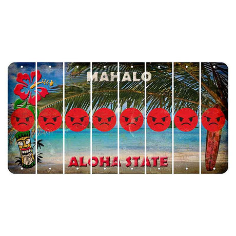 Hawaii Beach Scene Cut License Plate Strips (Set of 8) Emoji - Angry