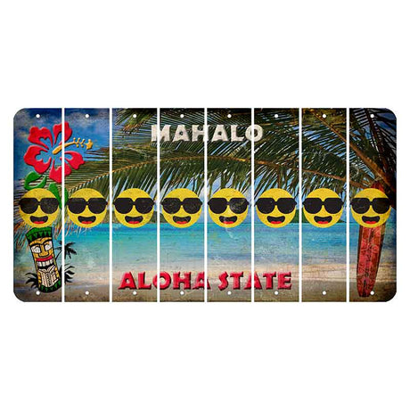 Hawaii Beach Scene Cut License Plate Strips (Set of 8) Emoji - Shades