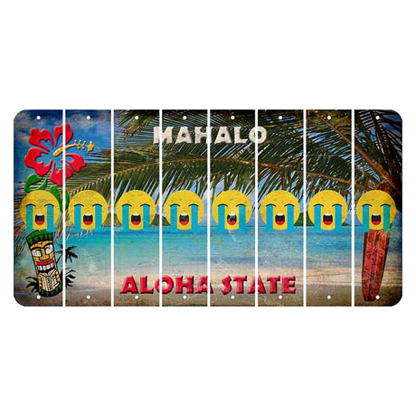 Hawaii Beach Scene Cut License Plate Strips (Set of 8) Emoji - Crying