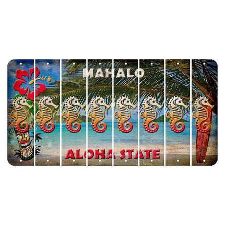 Hawaii Beach Scene Cut License Plate Strips (Set of 8) Seahorse