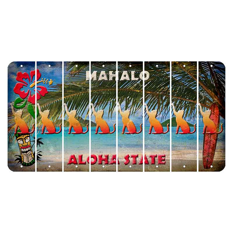 Hawaii Beach Scene Cut License Plate Strips (Set of 8) Cat
