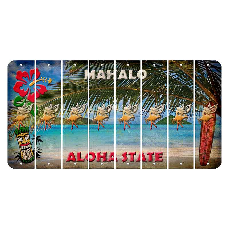 Hawaii Beach Scene Cut License Plate Strips (Set of 8) Fairy