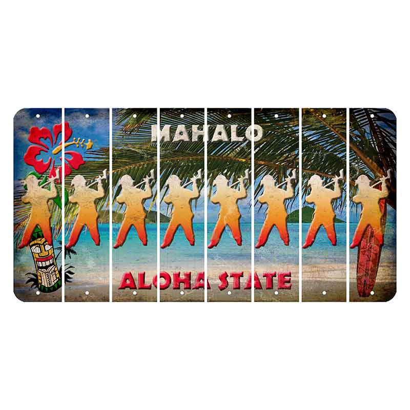 Hawaii Beach Scene Cut License Plate Strips (Set of 8) Fireman with Axe