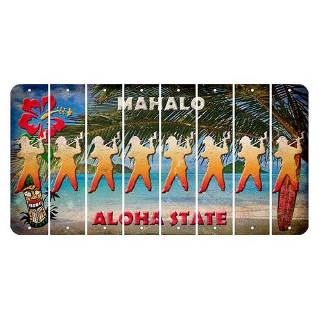 Hawaii Beach Scene Cut License Plate Strips (Set of 8) Fireman with Axe