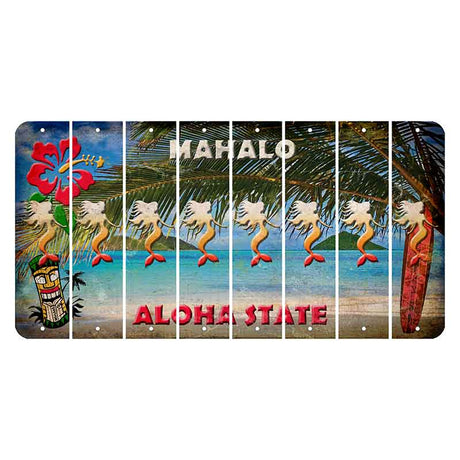 Hawaii Beach Scene Cut License Plate Strips (Set of 8) Mermaid