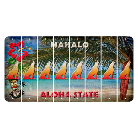 Hawaii Beach Scene Cut License Plate Strips (Set of 8) Howling Wolf