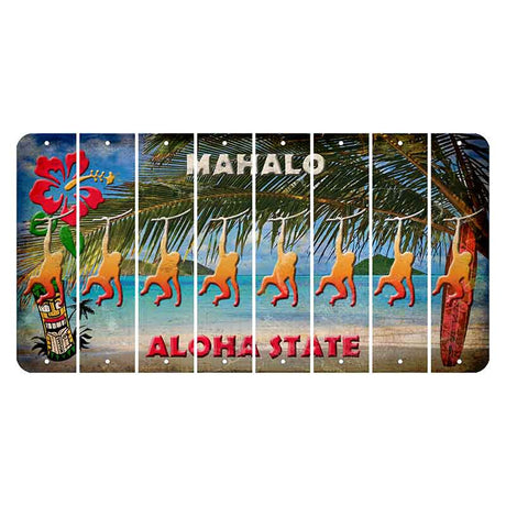Hawaii Beach Scene Cut License Plate Strips (Set of 8) Monkey