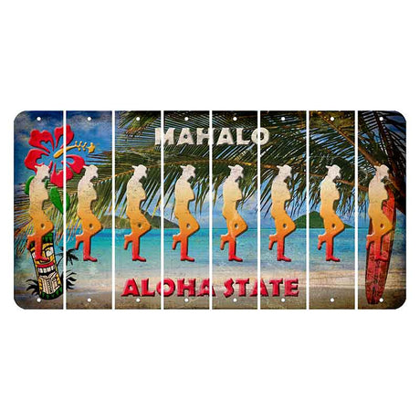 Hawaii Beach Scene Cut License Plate Strips (Set of 8) Cowboy - Leaning