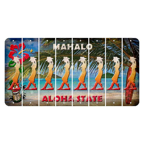 Hawaii Beach Scene Cut License Plate Strips (Set of 8) Cowgirl - Leaning