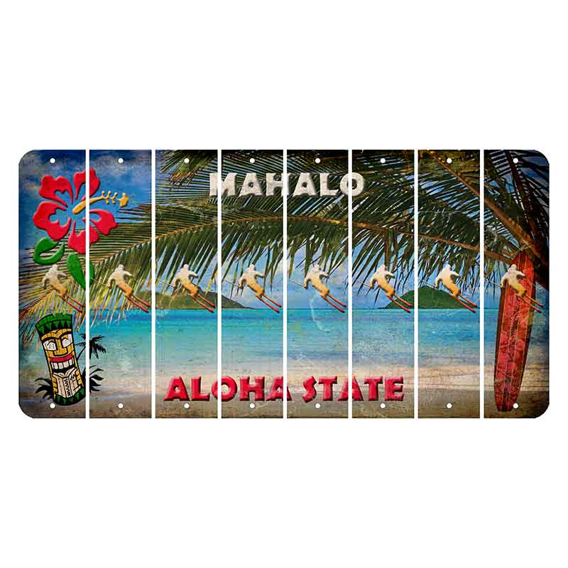 Hawaii Beach Scene Cut License Plate Strips (Set of 8) Skier