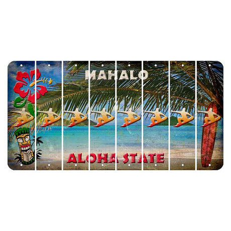 Hawaii Beach Scene Cut License Plate Strips (Set of 8) Snowboarder