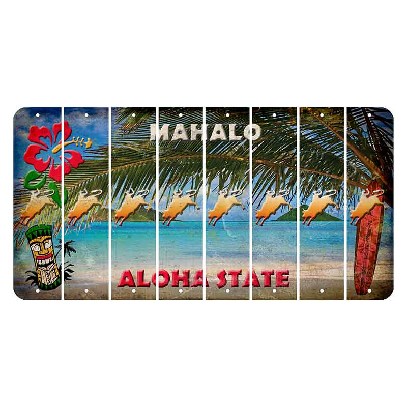 Hawaii Beach Scene Cut License Plate Strips (Set of 8) Bull Rider