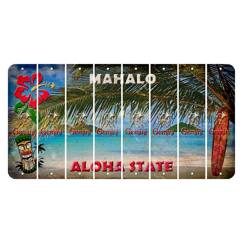 Hawaii Beach Scene Cut License Plate Strips (Set of 8) Zodiac Sign - Gemini