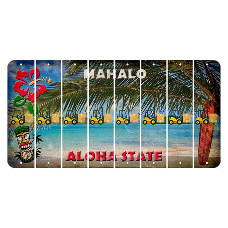 Hawaii Beach Scene Cut License Plate Strips (Set of 8) Forklift