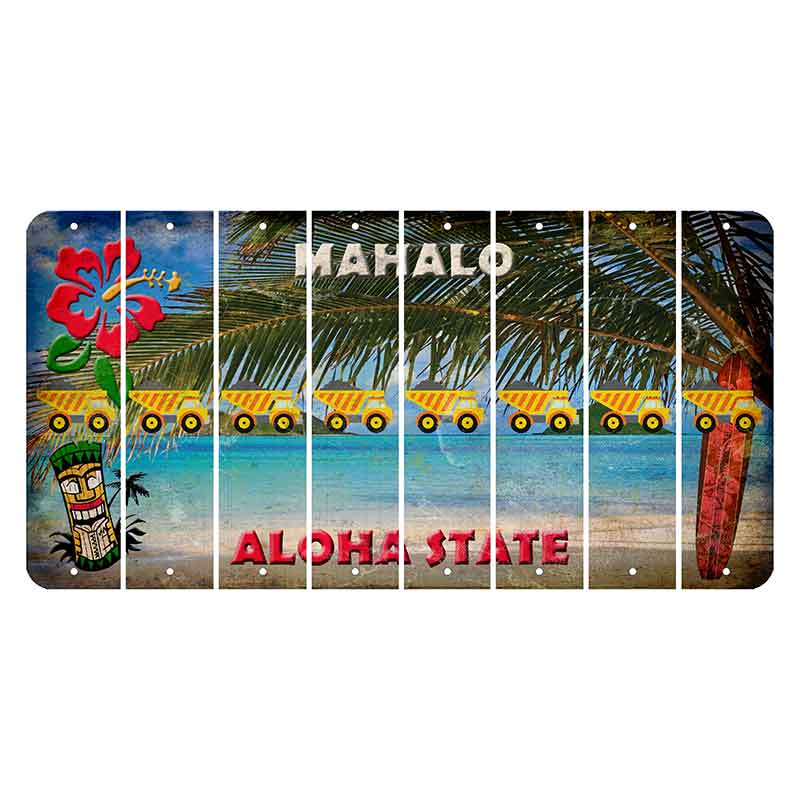 Hawaii Beach Scene Cut License Plate Strips (Set of 8) Dump Truck