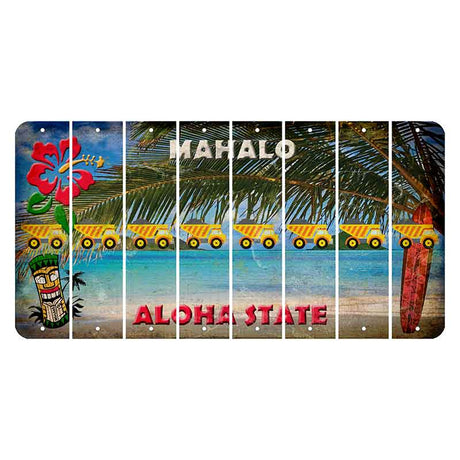 Hawaii Beach Scene Cut License Plate Strips (Set of 8) Dump Truck
