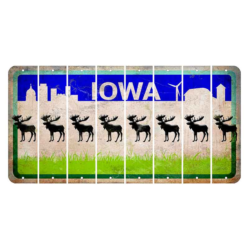 Iowa Grass Field Cut License Plate Strips (Set of 8) Moose
