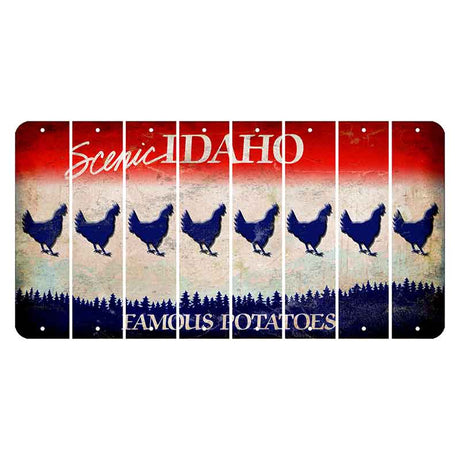 Idaho Scenic Cut License Plate Strips (Set of 8) Chicken