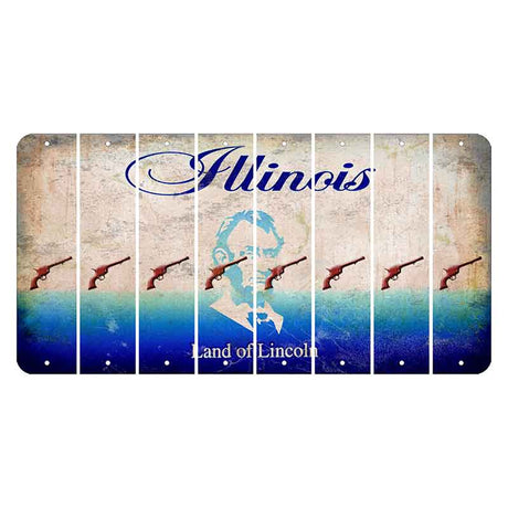 Illinois Abraham Lincoln Cut License Plate Strips (Set of 8) Revolver