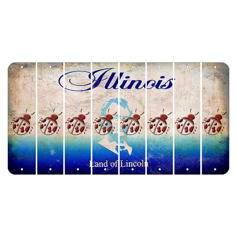 Illinois Abraham Lincoln Cut License Plate Strips (Set of 8) Ladybug