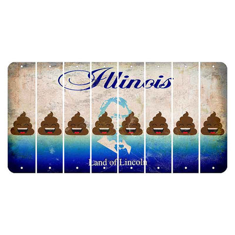 Illinois Abraham Lincoln Cut License Plate Strips (Set of 8) Emoji - Poop