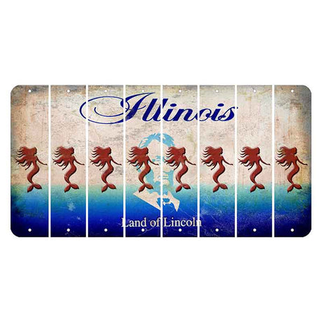 Illinois Abraham Lincoln Cut License Plate Strips (Set of 8) Mermaid