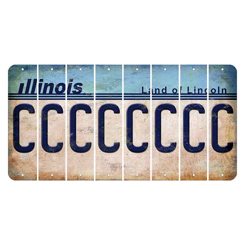 Illinois Light Blue Cut License Plate Strips (Set of 8) C
