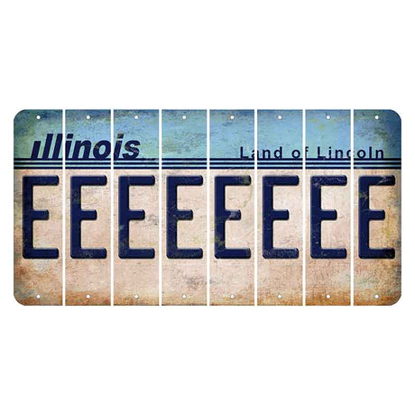 Illinois Light Blue Cut License Plate Strips (Set of 8) E