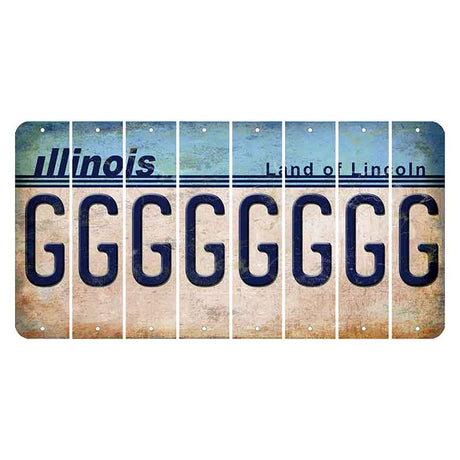 Illinois Light Blue Cut License Plate Strips (Set of 8) G